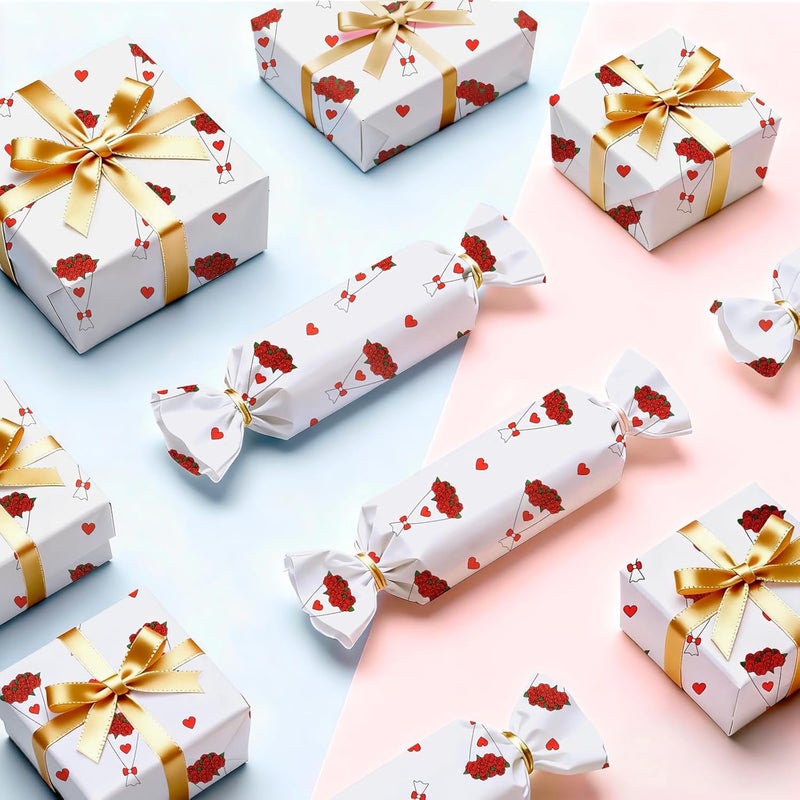 Ethanberg 60 Sheets Gift Wrapping Tissue Paper Bulk, Red Rose Bouquet Tissue Paper for Gift Bags, Decorative Art Papers for DIY Crafts Wedding Birthday Baby Showers Holiday Party Decor, 20x14 Inches - Image 4